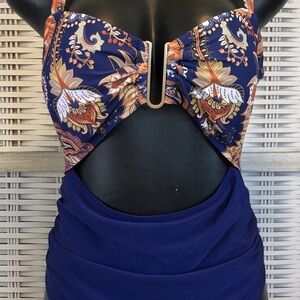 Cupshe Swim One Piece Swimsuit Cut Out Floral  Print Plunge Swimwear